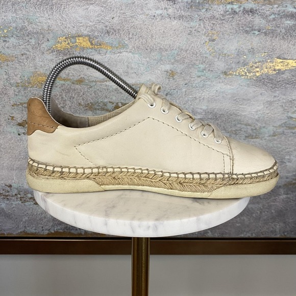 Dolce Vita Shoes Womens Size 7 Beige Leather Espadrille Lace Up Casual Sneakers - Picture 5 of 11